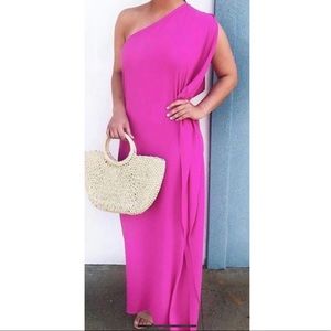 One shoulder pink maxi vici